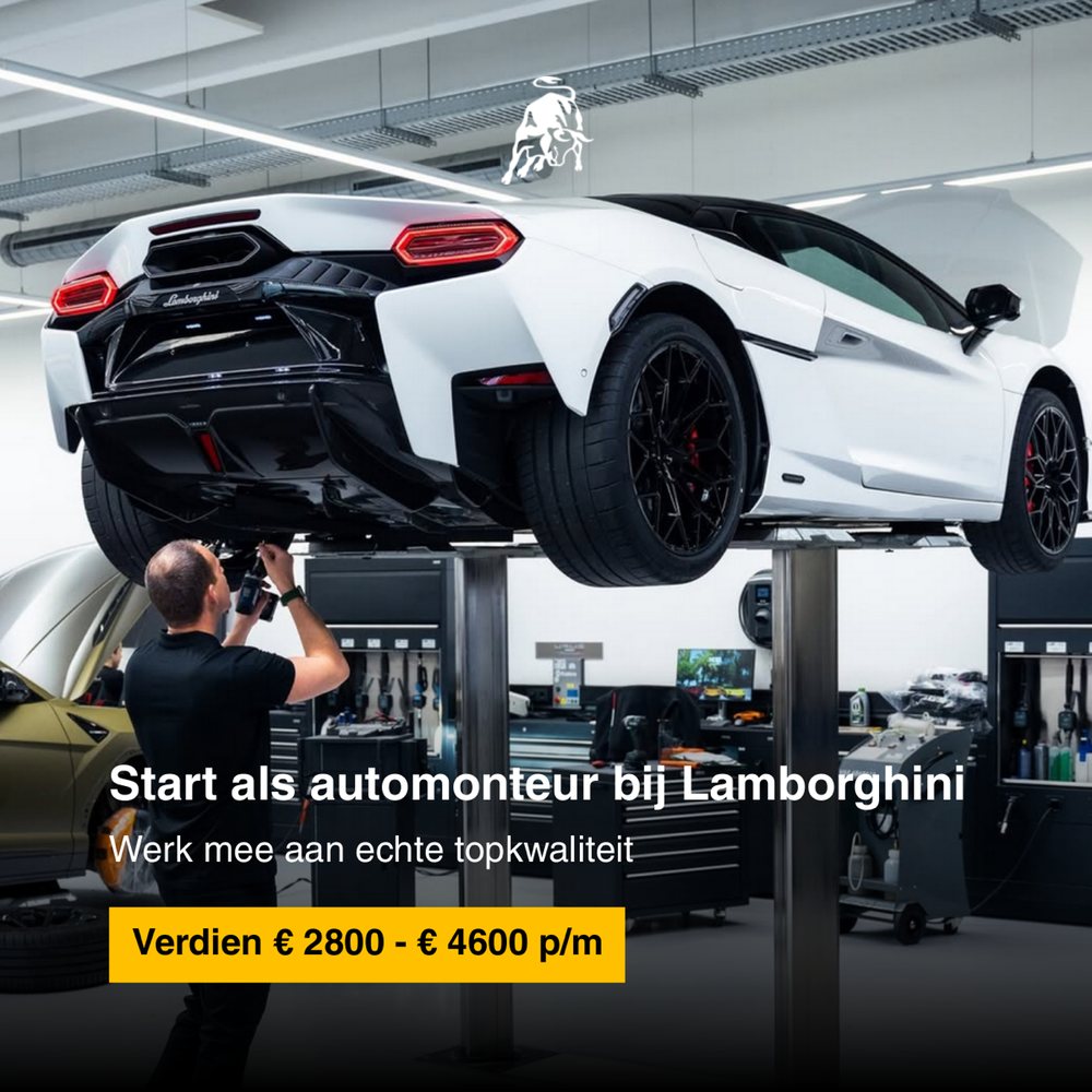 De best presterende advertentie: een Lamborghini op de brug met een monteur eronder