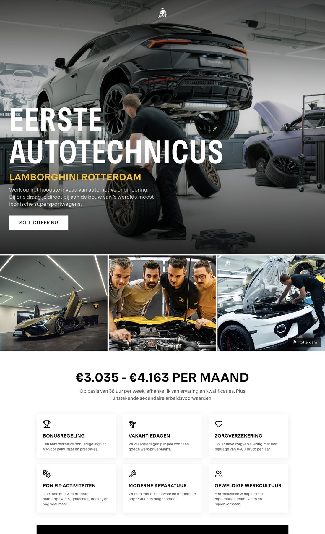 Screenshot van de landingspagina: vacaturepagina
